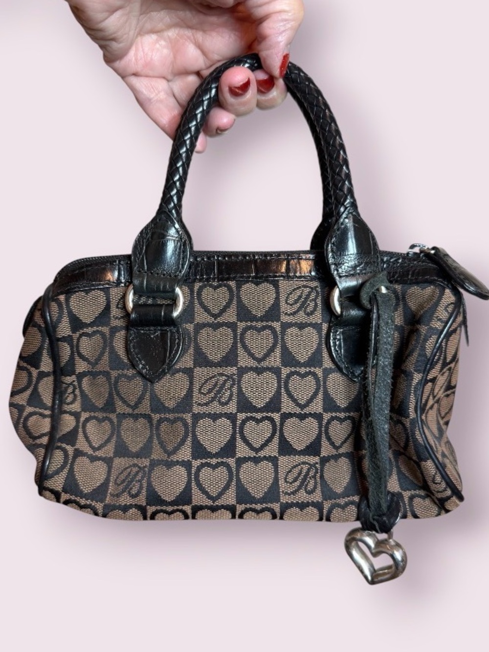 Brighton Mini Satchel Bag Brown & Black Canvas & Leather